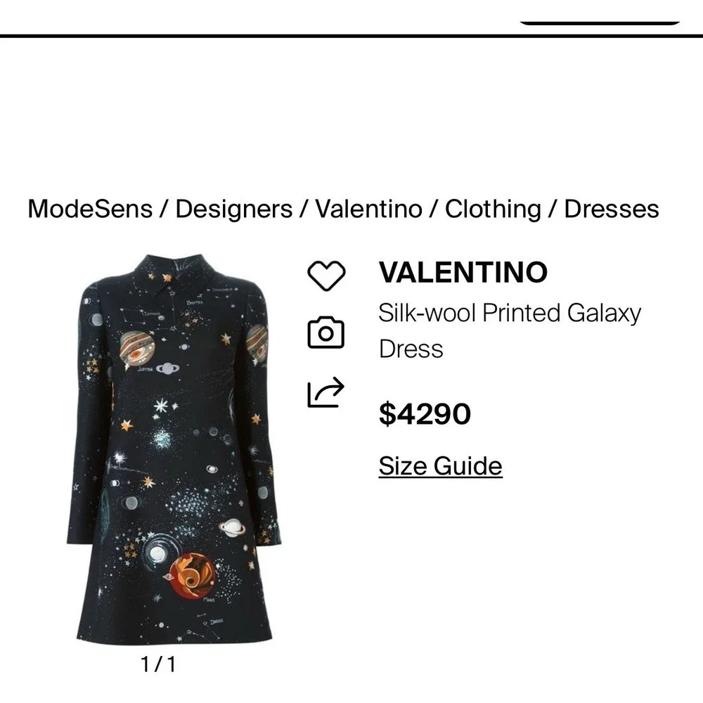 Valentino Wool Silk Galaxy Cosmic Print Dress Size 6 - Picture 9 of 9